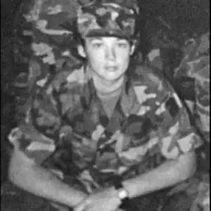 Caring Military Woman in Uniform.